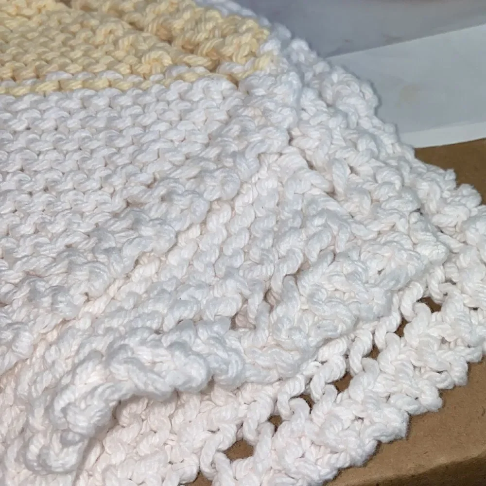 3 Vintage Hand Knit Washcloths Dish Rag ⚡️